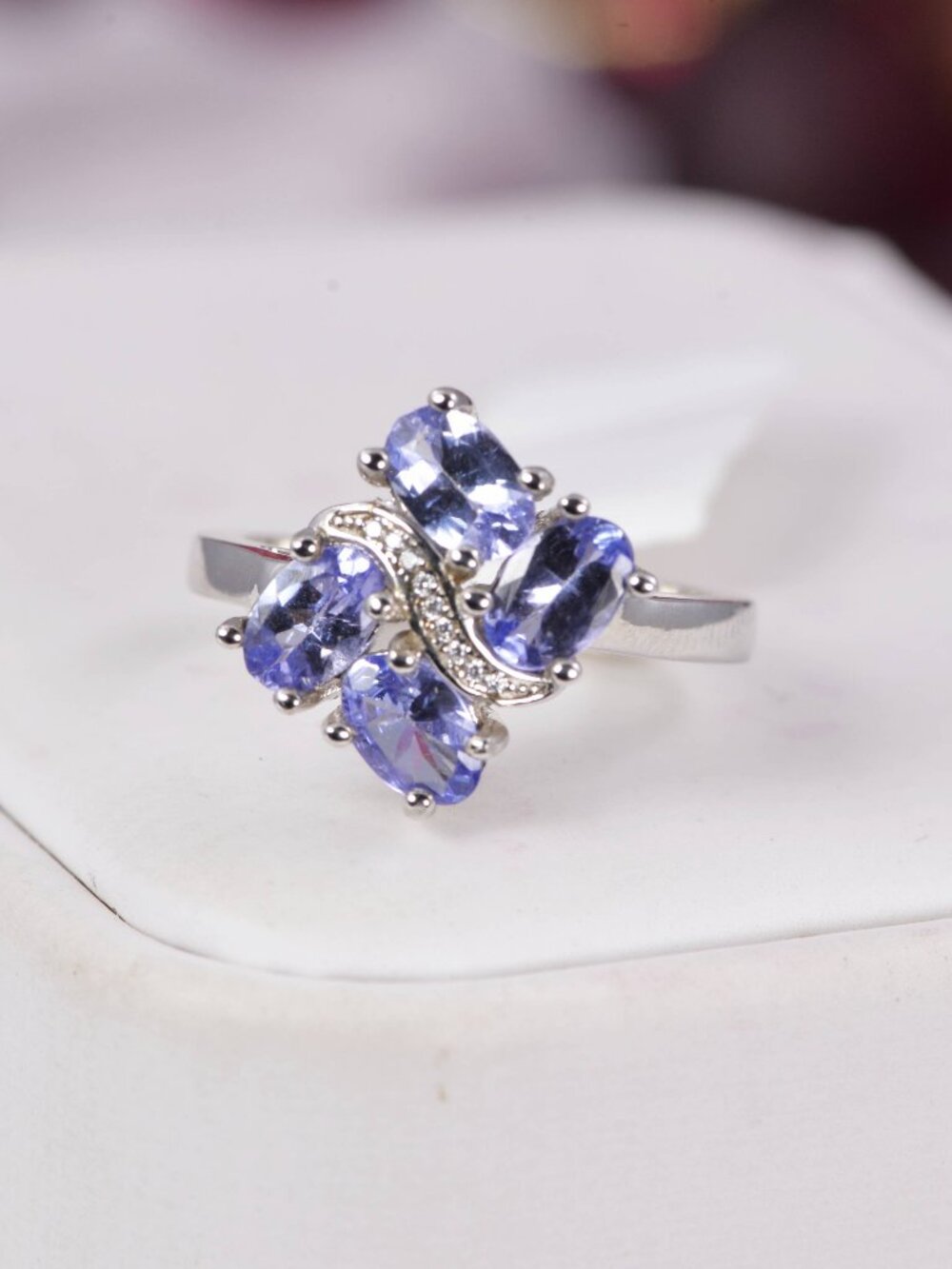 Natural Tanzanite Oval Cut Ring Real 925 Sterling Silver sz 6